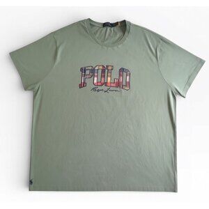 Polo Ralph Lauren Men’s 3XB Big & Tall Green Graphic T-Shirt Patch Logo Cotton